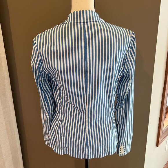 VINTAGE Ralph Lauren 100% Cotton Blue& White Blazer, Size 8 - Picture 4 of 8